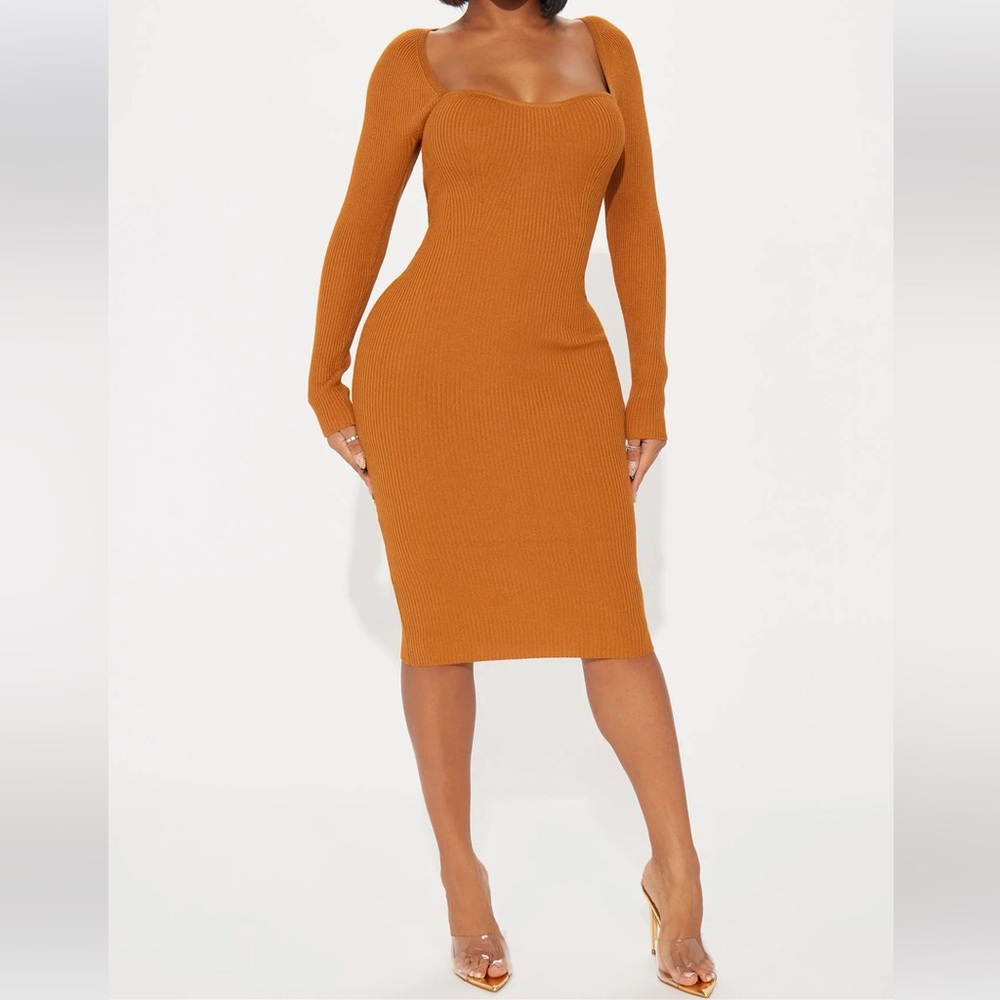 Jessie Sweater Midi Dress - Mustard